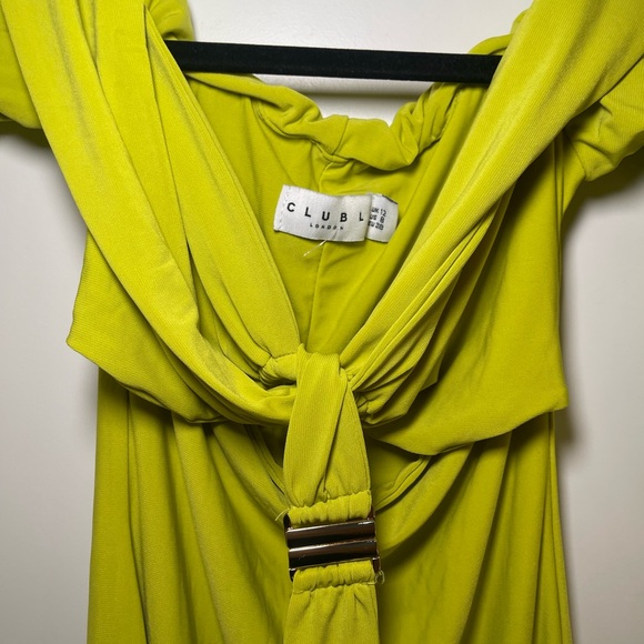 Club L London Lime Green Bardot Halter Neck Cut Out - Picture 4 of 4